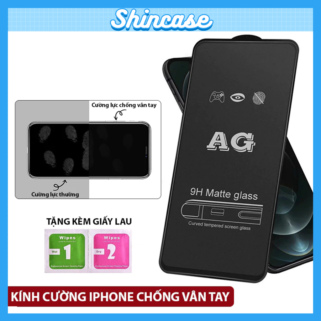 Kính Cường Lực iPhone 9D Chống Vân Tay Full Màn - Ốp lưng iP 6/6s/7/8/Plus/X/XS/XR/11/12/13/14/15/16/17Pro/Max/Mini/Air