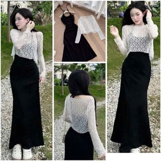 ĐẦM BODY ĐUÔI CÁ DÀI 2S MIX ÁO KHOÁC REN LƯỚI TÔN DÁNG THANH LỊCH DỄ THƯƠNG CHO NÀNG DU LỊCH, DỰ TIỆC GM03