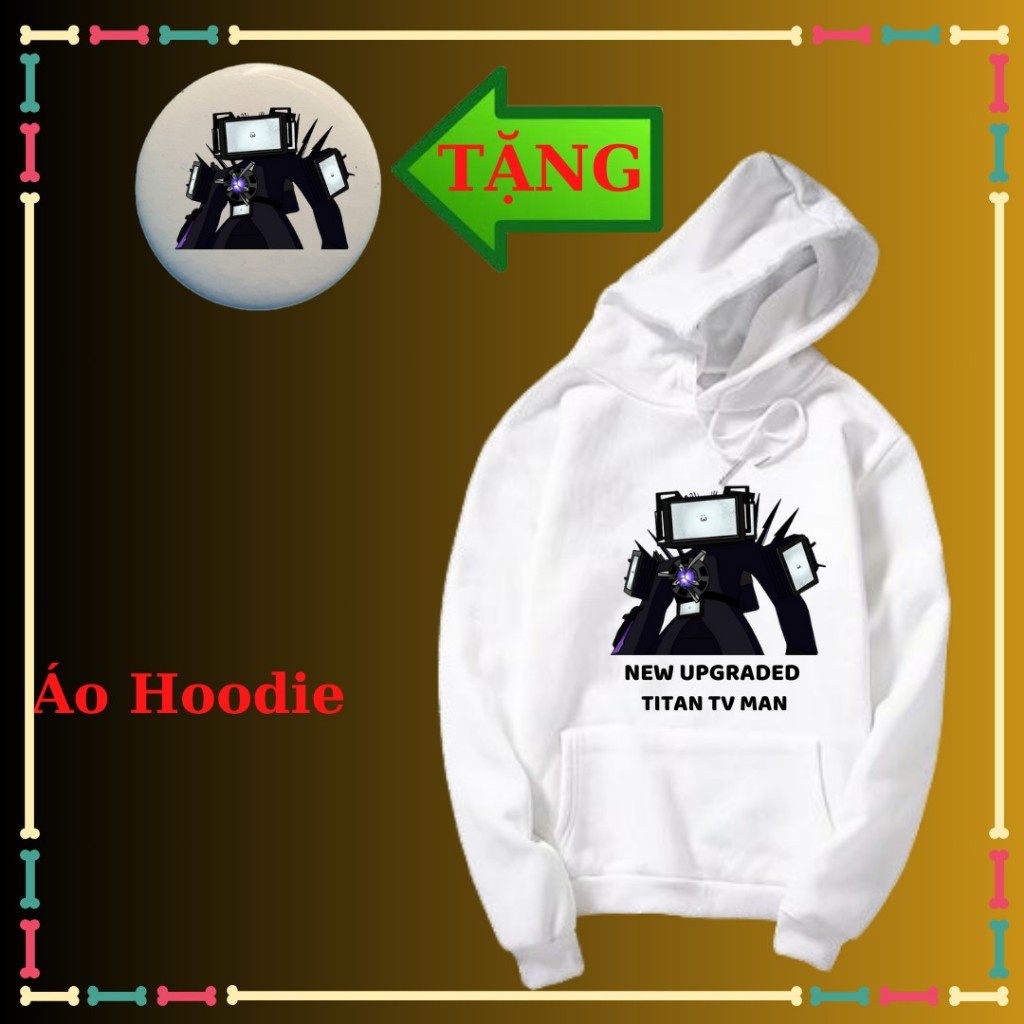 Áo Hoodie dài tay trẻ em in hình Skibidi Toilet Titan TV Man Titan Speakerman titan Cameraman chất n