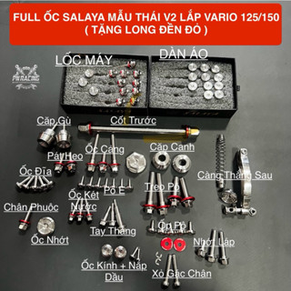  Full Ốc Salaya Vario Mẫu Thái V2   Tặng kèm long đền đỏ kitaco   - inox 304 