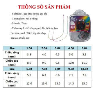 Lưỡi câu cá Nanh Sói không ngạnh titan MC Fishing siêu bén, mảnh, nhẹ…