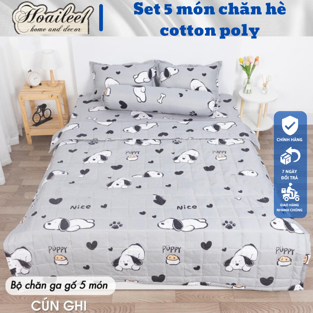 Bộ chăn hè ga gối cottong poly 👑ga trải giường 👑 chăn ga gối 5 món đủ kích thước cập nhật mẫu 2022