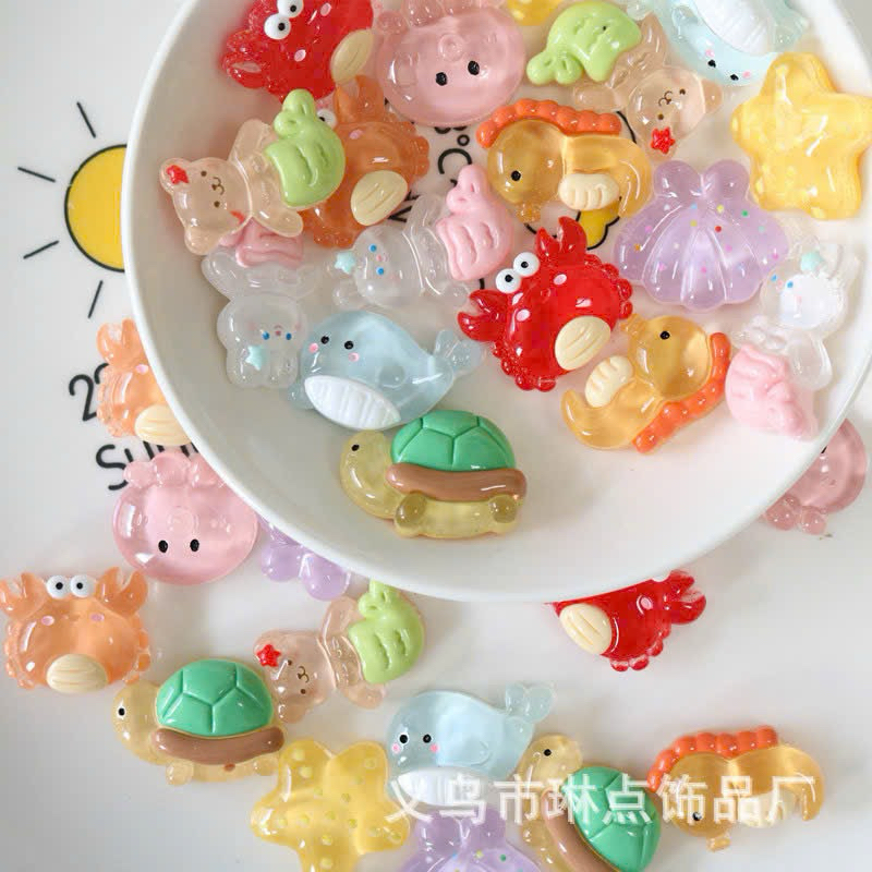 [SHIP TỪ 3C] CHARM, Sticker, Charm gắn dép hình sinh vật biển Dễ Thương nhựa trong CÓ SẴN NÚT GẮN