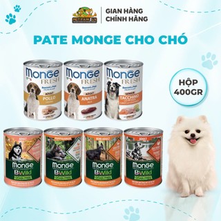  Pate Cho Chó Monge RPCALL 400g - Monge Bwild và Monge Fresh - Pate Chó Không Ngũ Cốc - Đa Dạng Vị - HAPPY PETFAMILY 