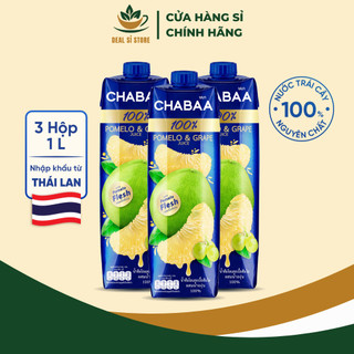 Combo 3 Nước Ép Bưởi Và Nho Chabaa - 100% Nước Trái Cây, Không Chất Bảo Quản, Hộp 1L