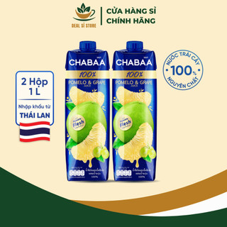 Combo 2 Nước Ép Bưởi Và Nho Chabaa - Hộp 1L, Không Chất Bảo Quản