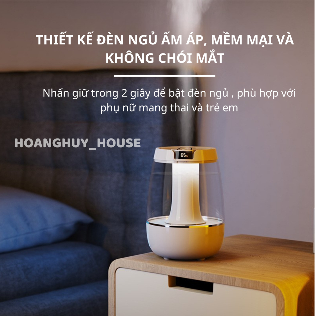 Máy phun sương tạo ẩm không khí JH-019, phòng điều hòa làm mát liên tục 24H huminifier  2 ống phun 3L có đèn ngủ