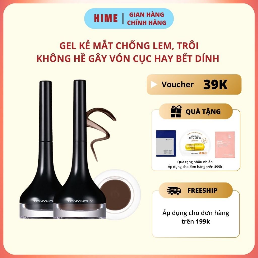 Gel kẻ mắt TONYMOLY Backstage Gel Eyeliner Kèm Cọ Vẽ Chuyên Dụng 4g