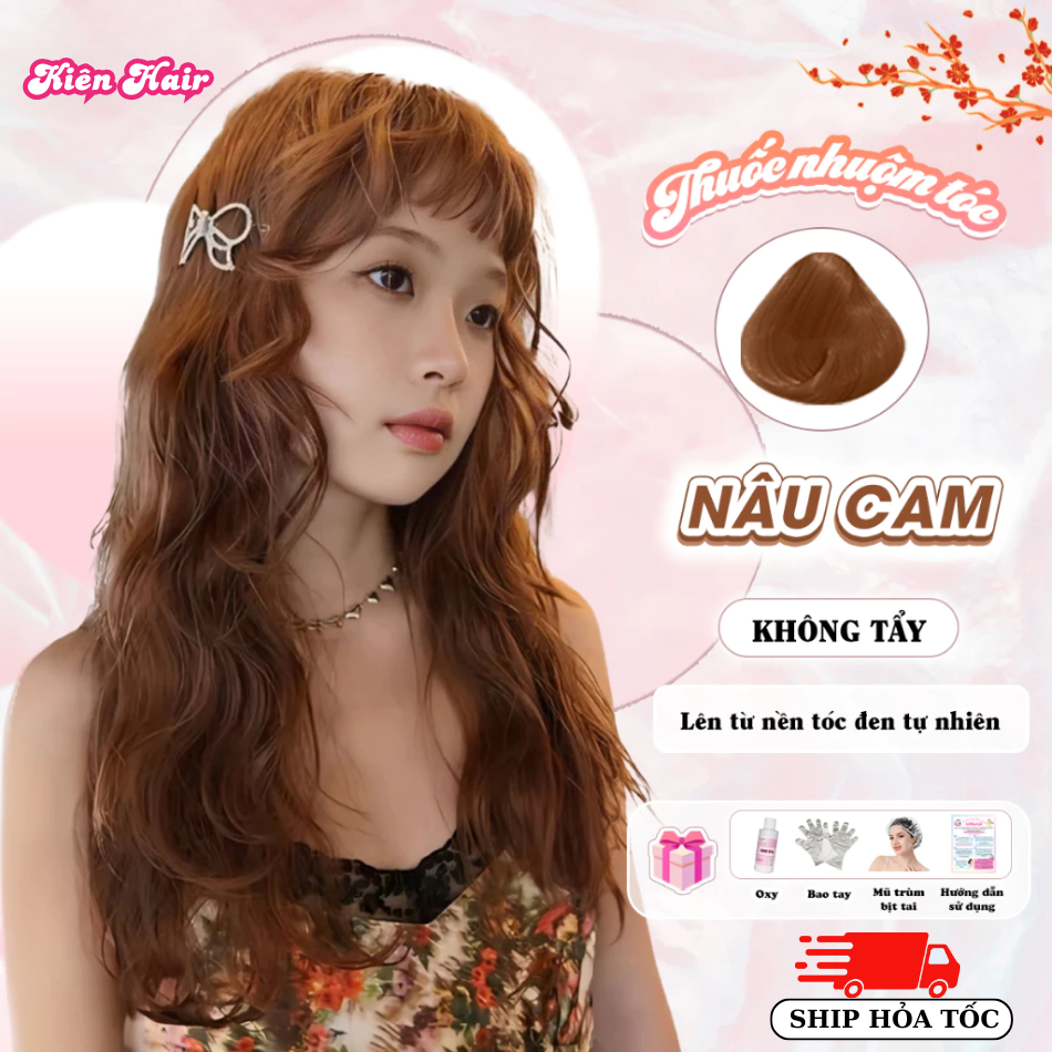  Thuốc Nhuộm Tóc Màu NÂU CAM Không Tẩy lên từ nền đen tặng kèm trợ nhuộm | Kienhair 