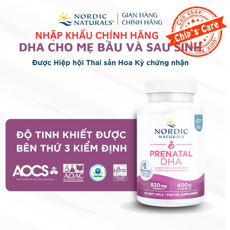 [ NHẬP KHẨU] DHA Nordic Naturals Prenatal  lọ 90 viên cho mẹ bầu bú