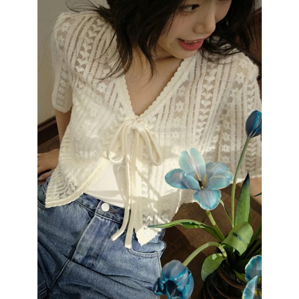 [SẴN S] Áo cardigan len mỏng tay ngắn Kuose