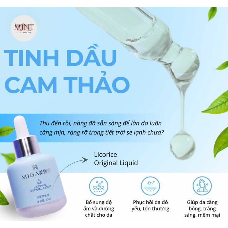 TINH DẦU CAM THẢO MIGA (30ML) -  LICORICE ORIGINAL LIQUID XANH DƯƠNG CHÍNH HÃNG