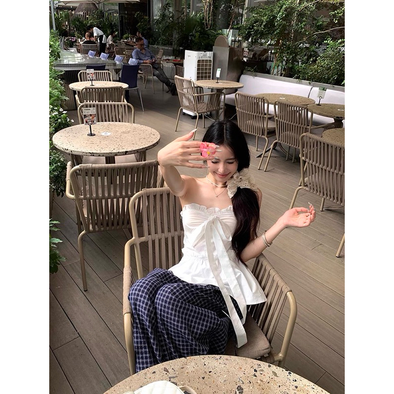 Áo quây nữ viền bèo thắt nơ ngực TABISHOP Áo ống nữ kiểu dáng dễ thương dễ phối đồ mặc hè đi chơi(112) | BigBuy360 - bigbuy360.vn