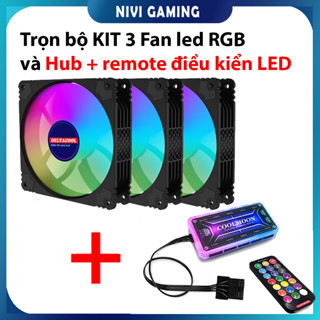 Bộ 3 Quạt Tản Nhiệt X1 Fan LED RGB Deltacool – Kèm Hub + Remote – TẶNG KÈM Full Ốc Vít Gắn Case PC