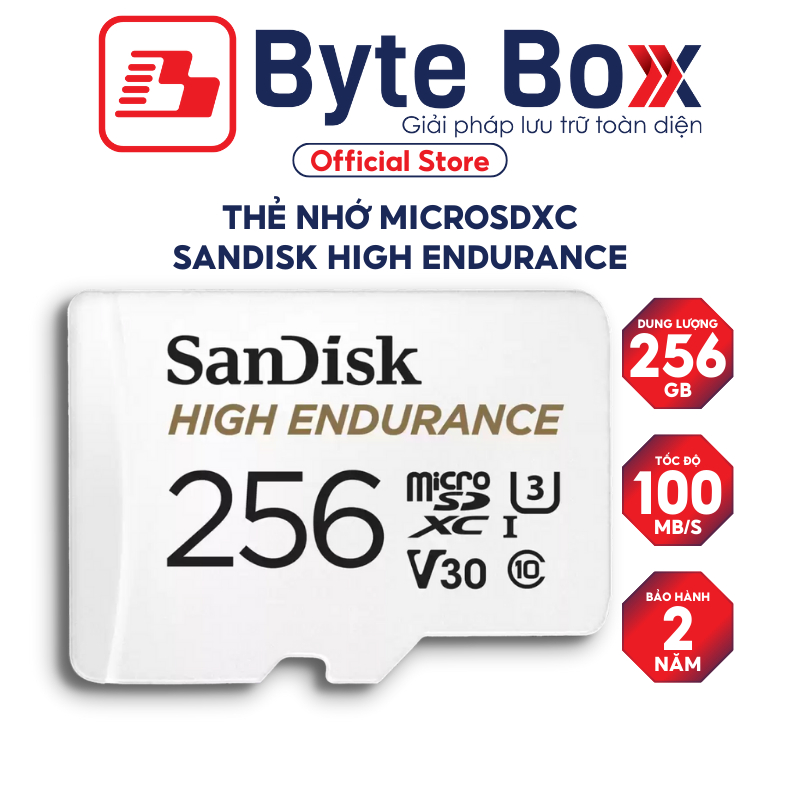 Thẻ nhớ MicroSDXC Sandisk High Endurance 32GB / 64GB / 128GB / 256GB 100MB/s Bảo hành 2 năm