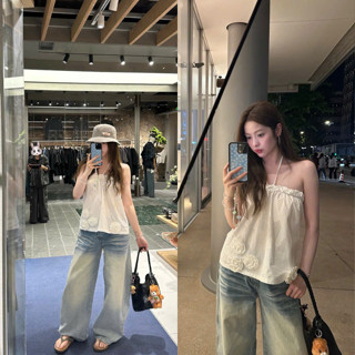 Áo 2 Dây Babydoll Phối Hoa, Áo Cúp Ngực Dây Cổ Yếm Màu Trắng Sang Chảnh Dễ Phối Đồ Cho Nàng Đi Chơi, Đi Tiệc Đều Xinh