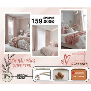  Rèm cửa sổ màu hồng Soft pink - vải thô cao cấp chống nắng cản sáng tốt - decor trang trí phòng ngủ cho bé đẹp vintage 