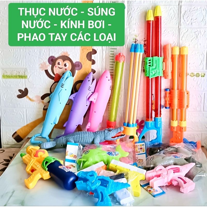 BÌNH TÂN SHOP 👑 Đồ chơi trẻ em - Súng nước / Thục nước 1 nòng , 2 nòng , 4 nòng , kính bơi , phao ta