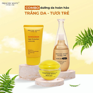    Tặng 3 mặt  nạ cừu   COMBO SERUM 3IN1 + KEM CHỐNG NẮNG + KEM DƯỠNG TRẮNG DA PRINCESS WHIT 