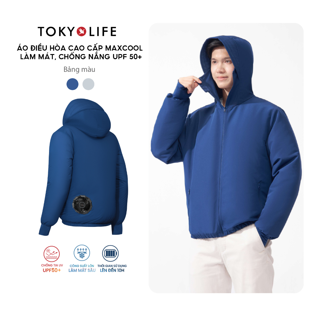 Combo Áo Khoác Gió Quạt Điều Hòa Pin 12V Cao Cấp TOKYOLIFE MAXCOOL Làm Mát Chống Nắng UPF 50+ Cho Nam Và Nữ 40005009