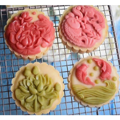 Khuôn nhấn bánh trung thu họa tiết sen & cá 200gr - 250gr