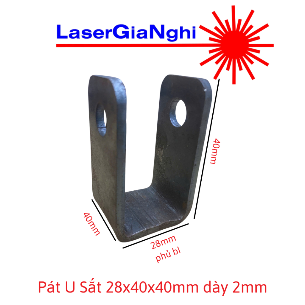 Pát U Sắt 28x40x40mm dày 2mm - Cắt lỗ theo yêu cầu