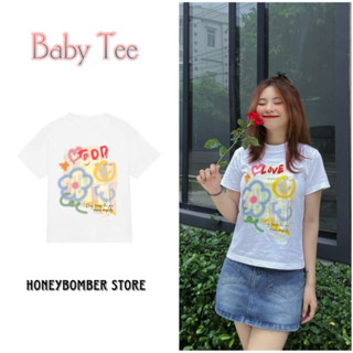 Áo Nữ Baby Tee LOVE Hoa [FREESHIP]🌸Áo Thun Nữ Cotton Phong Cách Cá Tính