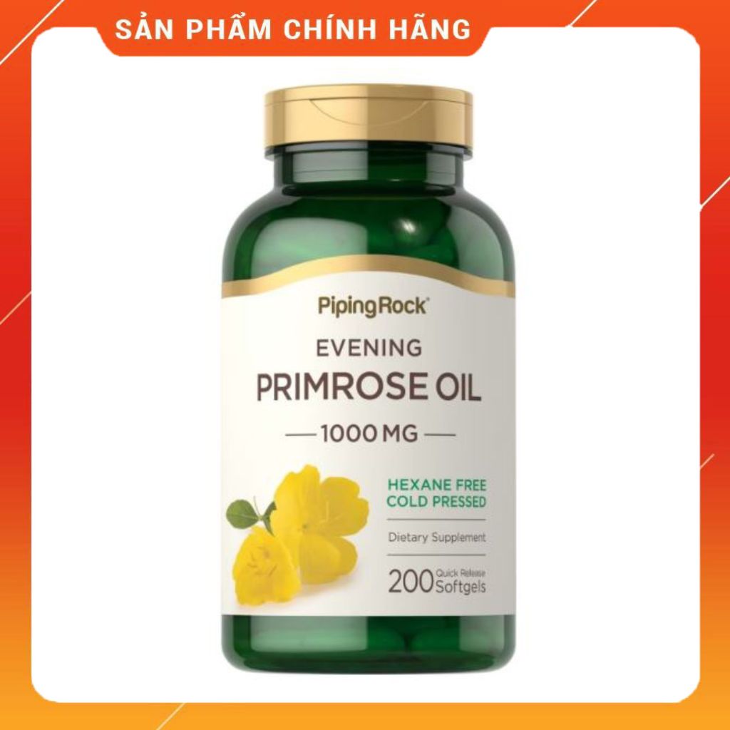 Tinh dầu hoa anh thảo Piping Rock Evening Primrose Oil 1000mg 200 viên hoa anh thảo Mỹ DATE 11/26
