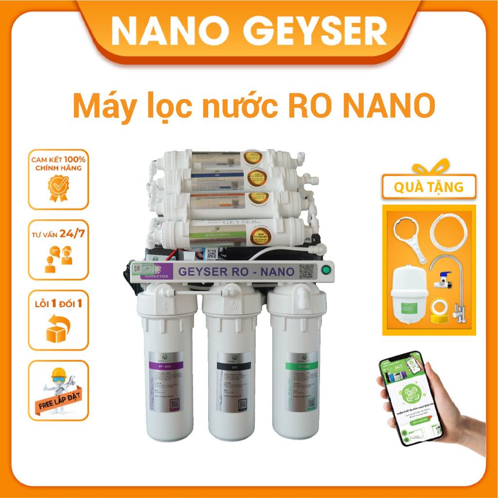 Máy lọc nước Nano Geyser RO - Nano tích hợp 2 chế độ nước, cung cấp nước khoáng và nước tinh khiết.