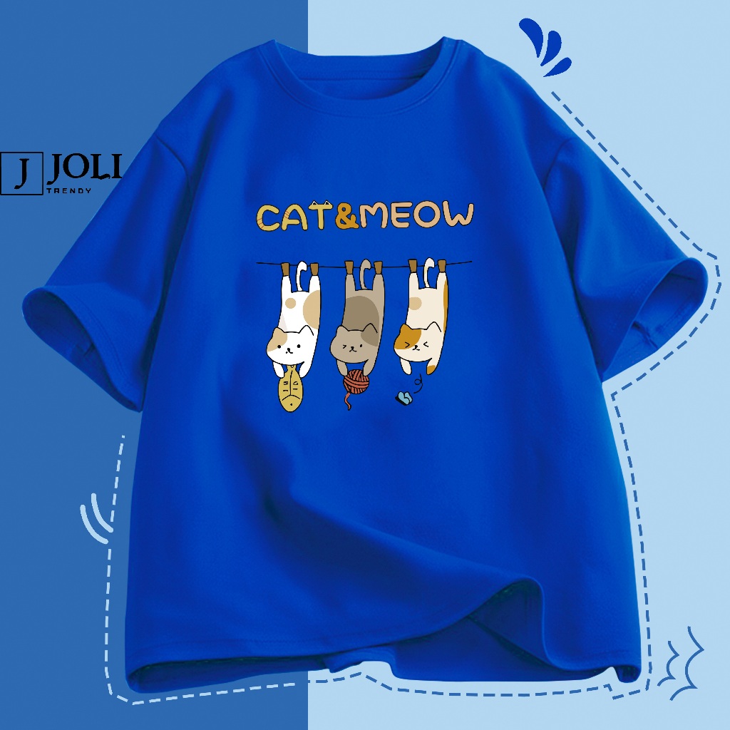 Áo Thun Nam Nữ Unisex Tay Lỡ By JOLI Mã TN Cat&Meow In Hình Chất Cotton Form Rộng Phong Cách Ulzzang J Joli Trendy | BigBuy360 - bigbuy360.vn