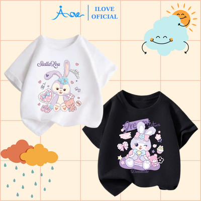 [MỚI] Áo thun cộc tay cho bé gái AORE, Áo phông tay ngắn in hình Stellalou, Thỏ Rabbit, DISNEY chất COTTON 9-36kg