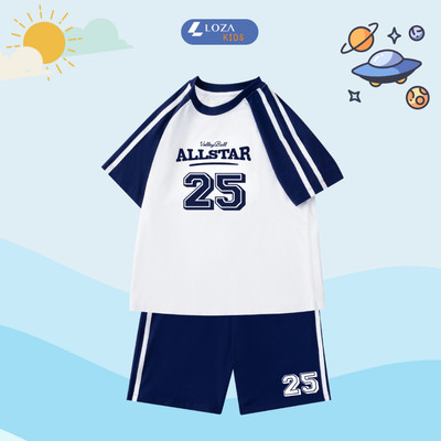 Bộ quần áo thun trẻ em TB19 phối in số 25 size từ 15-40kg chất liệu cotton Loza BF368