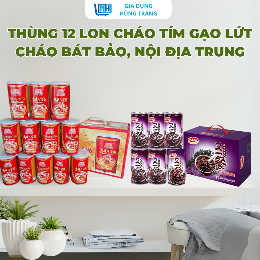 Cháo sen bát bảo - Cháo Khoai Môn Gạo Lứt - Đậu Đỏ Siêu Ngon ( thùng 12 lon )