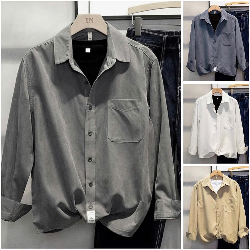 áo sơ mi trơn basic chất kaki cao cấp, nam nữ mặc cực đẹp, form rộng, thời trang 4 mùa đơn giản, đi học đi chơi, đi làm