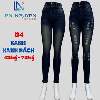 D4_Quần jean nữ, dài, lưng cao, quần bò nữ dáng ôm, big size, cho 42kg đến 75kg,LEN NGUYEN STORE