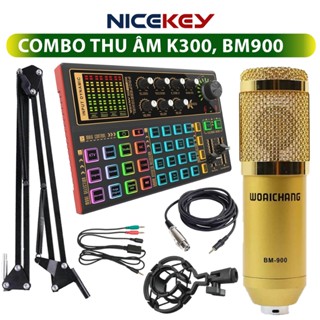   CHÍNH HÃNG  Combo SoundCard K300 Micro BM900 Thu Âm Livestream Auto Tun ⚡BH 1 NĂM⚡ Giả Giọng Và Các Hiệu Ứng Cao Cấp 