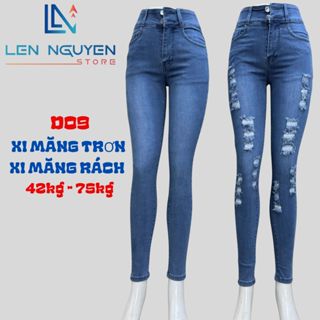 D09_Quần jean nữ, dài, lưng cao, quần bò nữ dáng ôm, big size, cho 42kg đến 75kg,LEN NGUYEN STORE