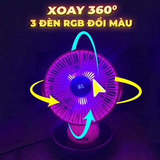 [HUTA x KOL] Quạt tích điện kẹp Loại To HUTA Q22, Quạt Tích Điện Pin Khoẻ, Đèn RGB, Màn hình LED, Lồng Quạt 22Cm | BigBuy360 - bigbuy360.vn