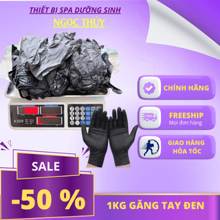 [1KG] găng cao su tay y tế đen | bao tay y tế nitrile đen có nhám đầu tay chuyên dùng spa, phun xăm.