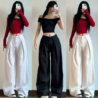 Quần Kaki Xếp Ly Ống Rộng MIAA Vải Đẹp Mềm Thoáng Mát, Quần Kaki Ống Rộng Basic Cạp Trễ Phong Cách Châu Âu