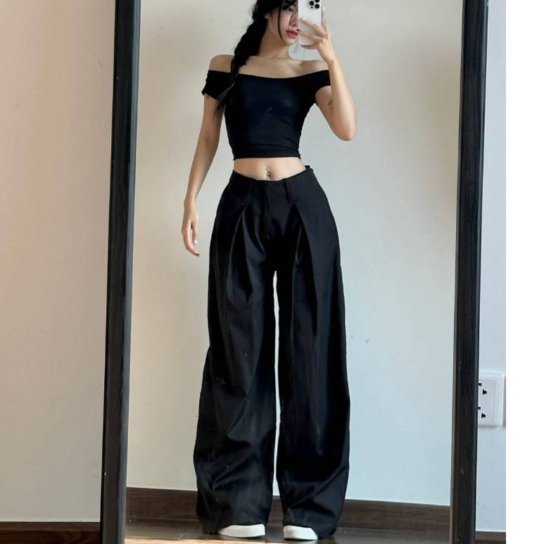 Quần Kaki Xếp Ly Ống Rộng MIAA Vải Đẹp Mềm Thoáng Mát, Quần Kaki Ống Rộng Basic Cạp Trễ Phong Cách Châu Âu | BigBuy360 - bigbuy360.vn