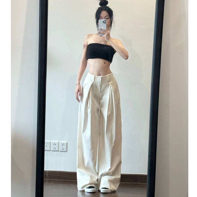 Quần Kaki Xếp Ly Ống Rộng MIAA Vải Đẹp Mềm Thoáng Mát, Quần Kaki Ống Rộng Basic Cạp Trễ Phong Cách Châu Âu | BigBuy360 - bigbuy360.vn