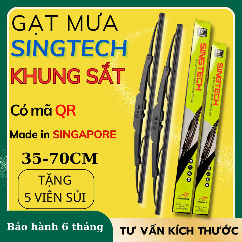 Gạt mưa ô tô chính hãng Singtech đầy đủ size phù hợp nhiều dòng xe ô tô ( size 35 ->70 cm )