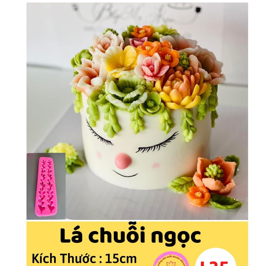 Khuôn silicone Hồng phát tạo hình lá chuỗi ngọc - L35