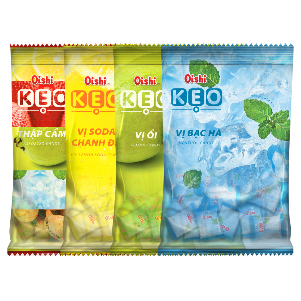 Kẹo Oishi vị soda chanh đá/ổi/bạc hà/thập cẩm 145g