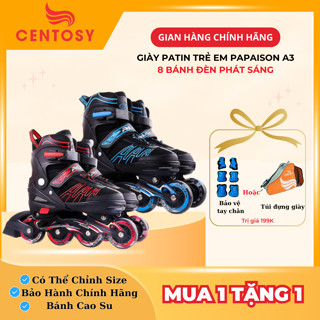   Tặng Bảo Hộ Tay Chân  Giày Patin Trẻ Em Centosy - Papaison A3 Có Bánh Đèn Phát Sáng Chỉnh Size 