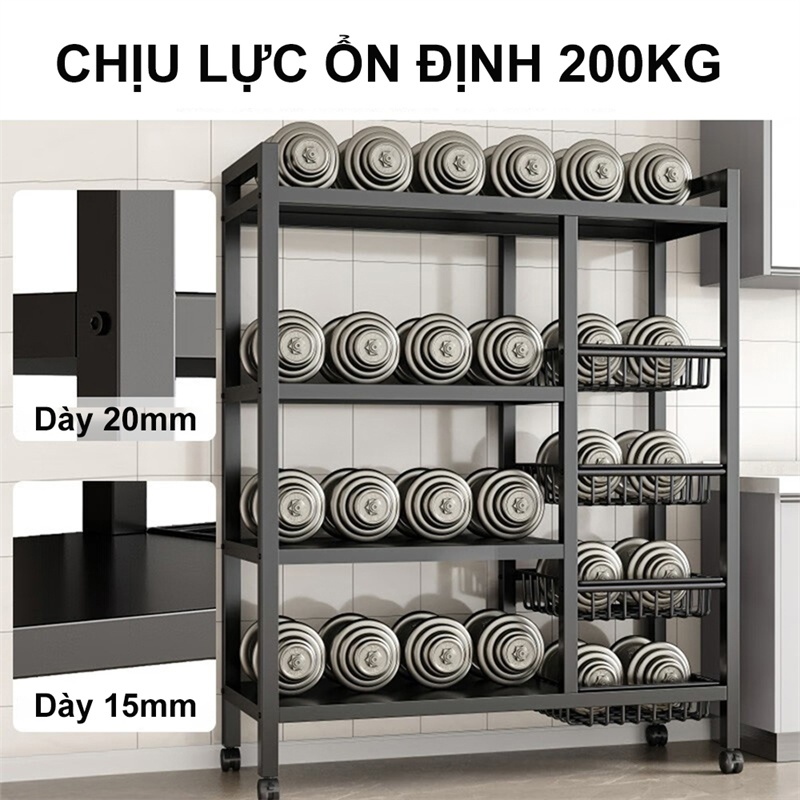 Kệ Để Đồ Nhà Bếp Kệ Đựng Đồ Nhiều Tầng 【100% sắt 】Kệ bếp Có thể chịu được 500kg | BigBuy360 - bigbuy360.vn