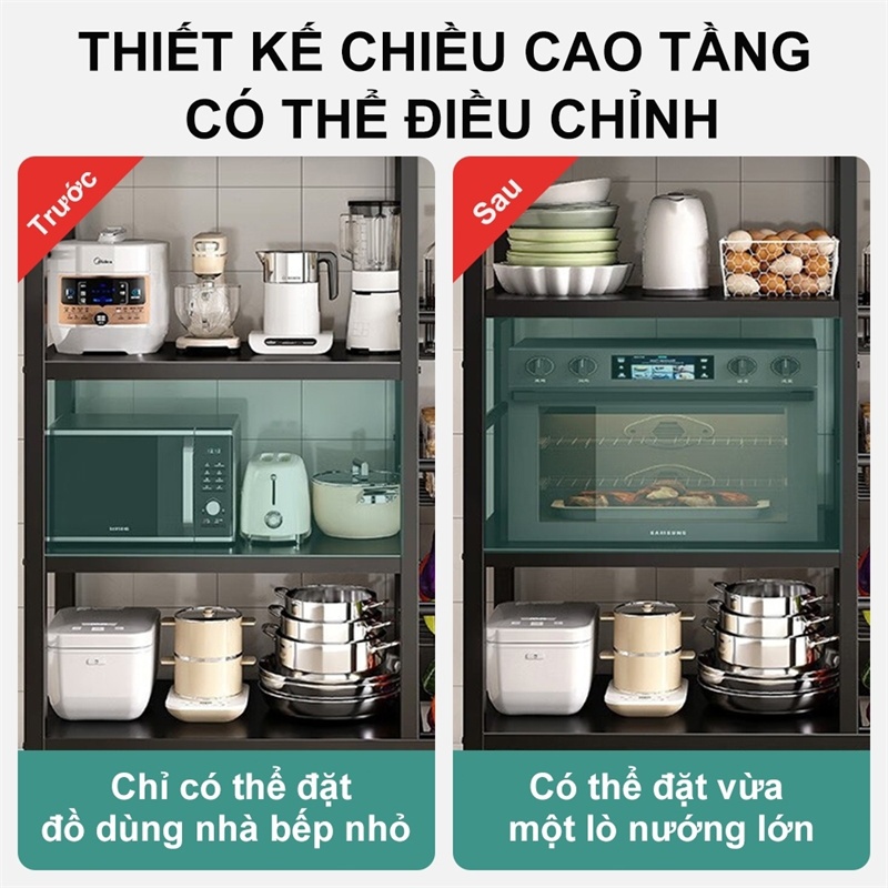 Kệ Để Đồ Nhà Bếp Kệ Đựng Đồ Nhiều Tầng 【100% sắt 】Kệ bếp Có thể chịu được 500kg | BigBuy360 - bigbuy360.vn