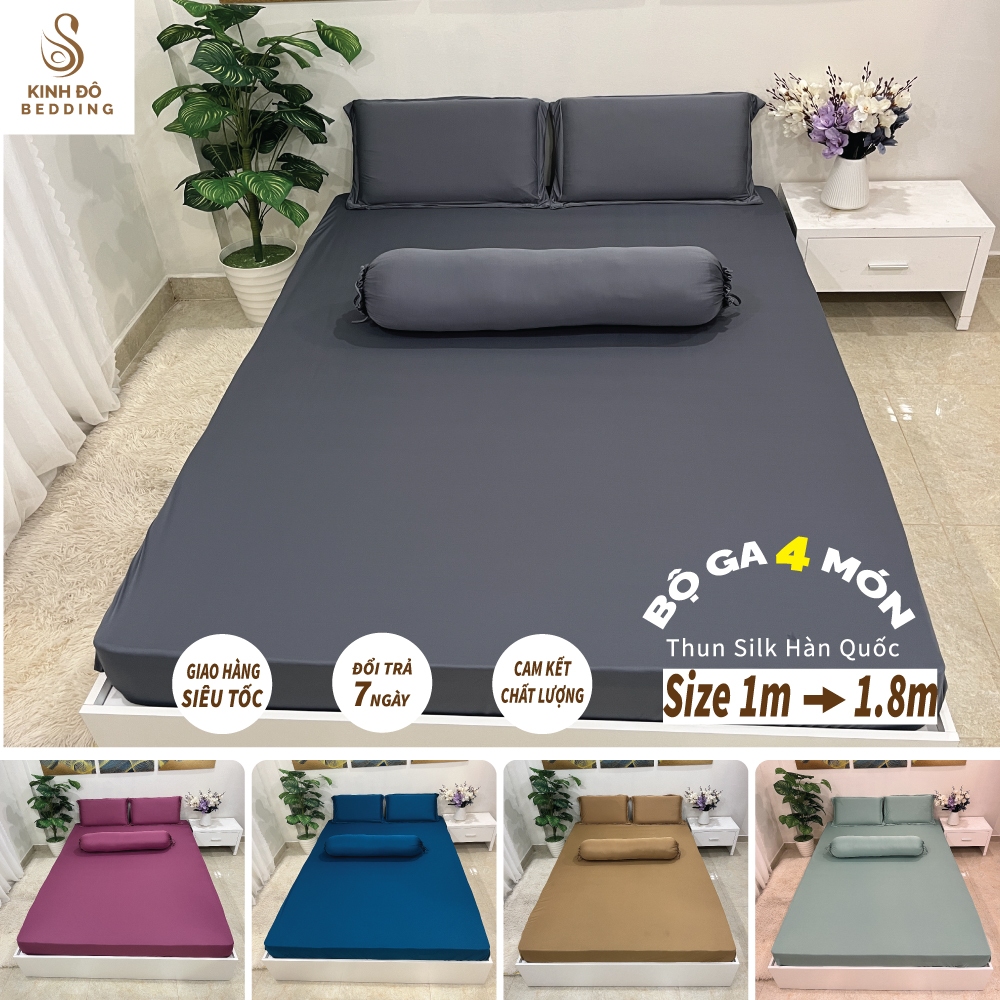  Bộ ga giường thun lạnh Hàn Quốc  thun silk  đủ size  1m2 1m4 1m6 1m8  Ra giường thun lạnh Kinh Đô Bedding 