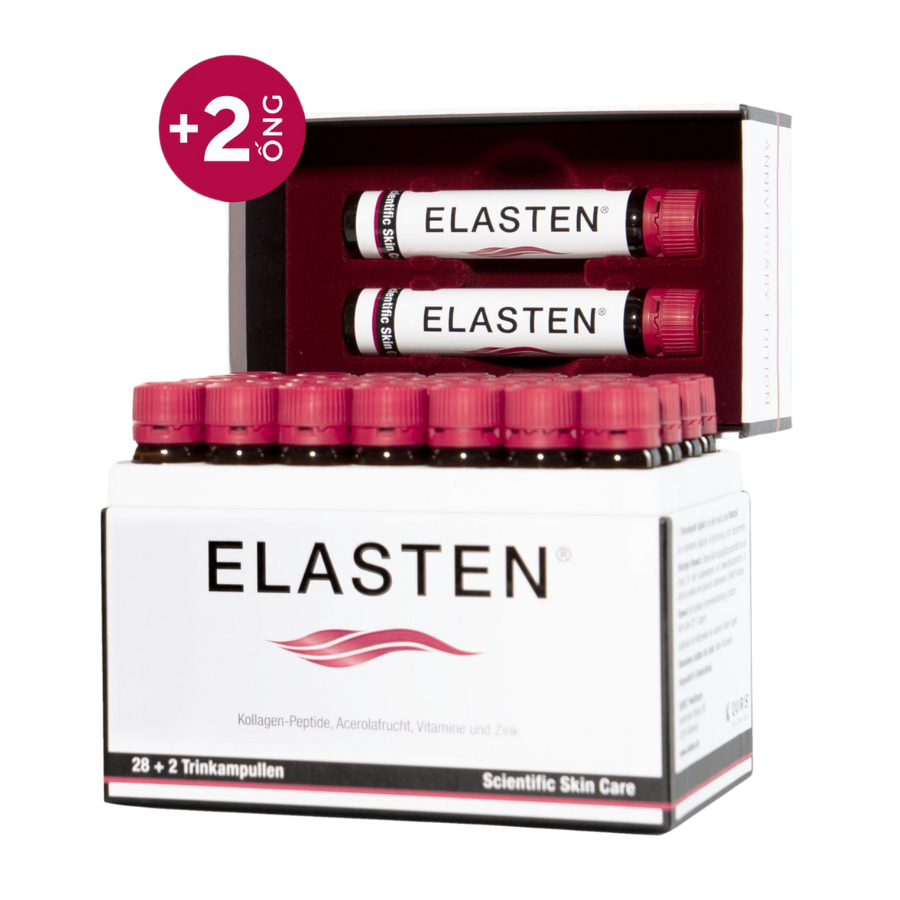 ELASTEN COLLAGEN Nước uống hỗ trợ trẻ hóa, căng sáng da (Hộp 28 ống Tặng 2)